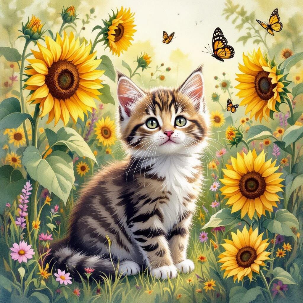 Kitten's Garden: A Whimsical Watercolor Adventure