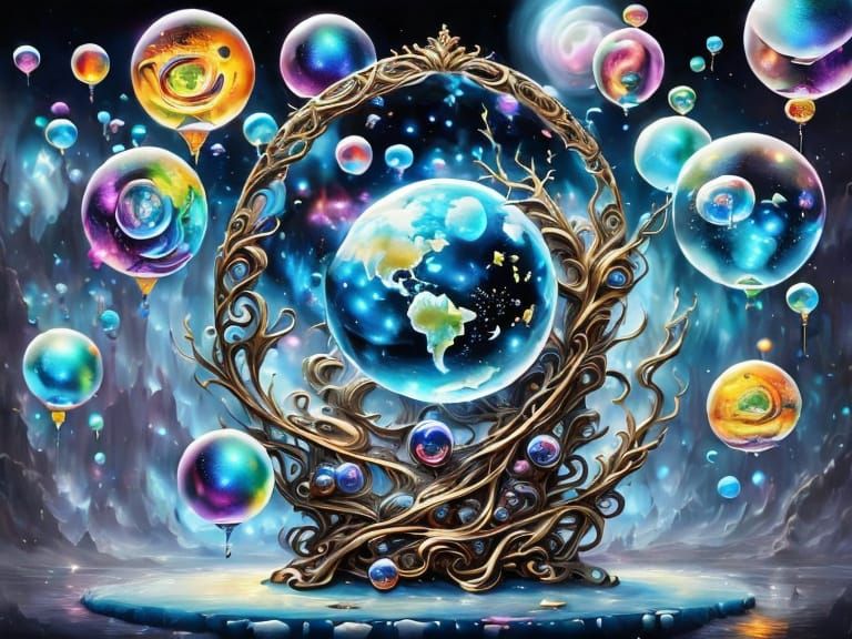 Surreal Alien Moonscape With Cosmic Bubbles