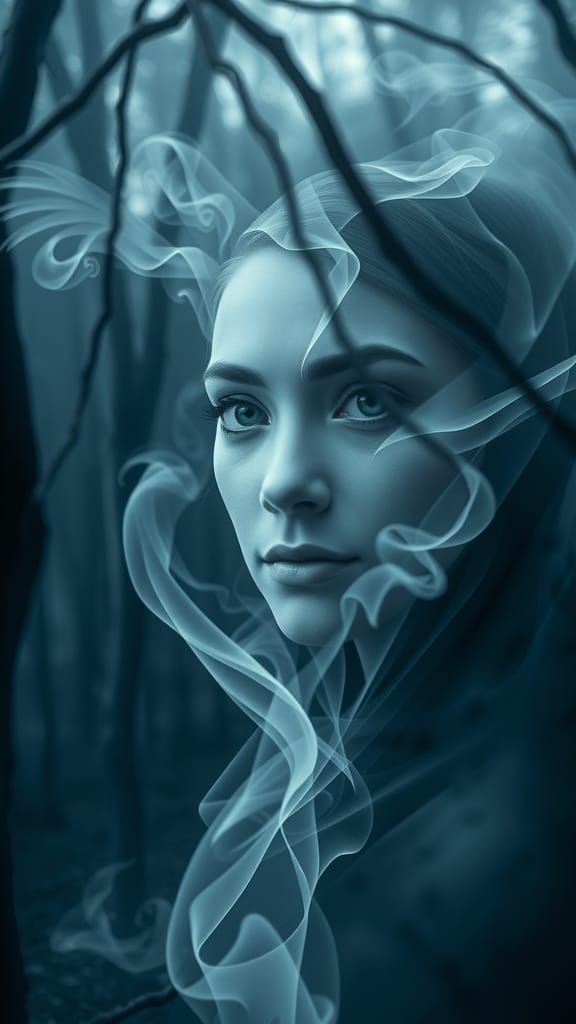 Ethereal Mist Shaping a Mystical Female Necromancer in Dark ...