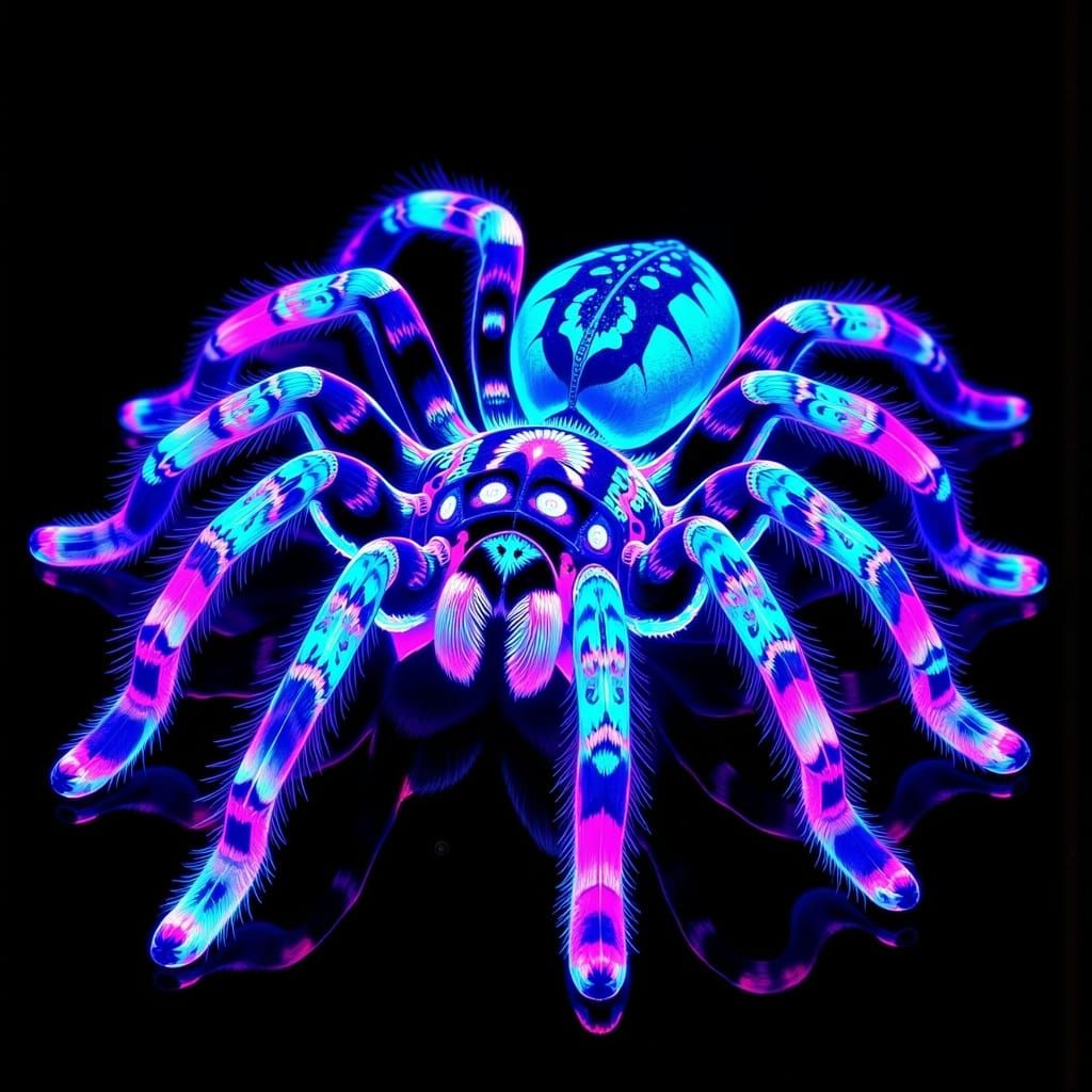 Ethereal Blue Tarantula Under Neon UV Light