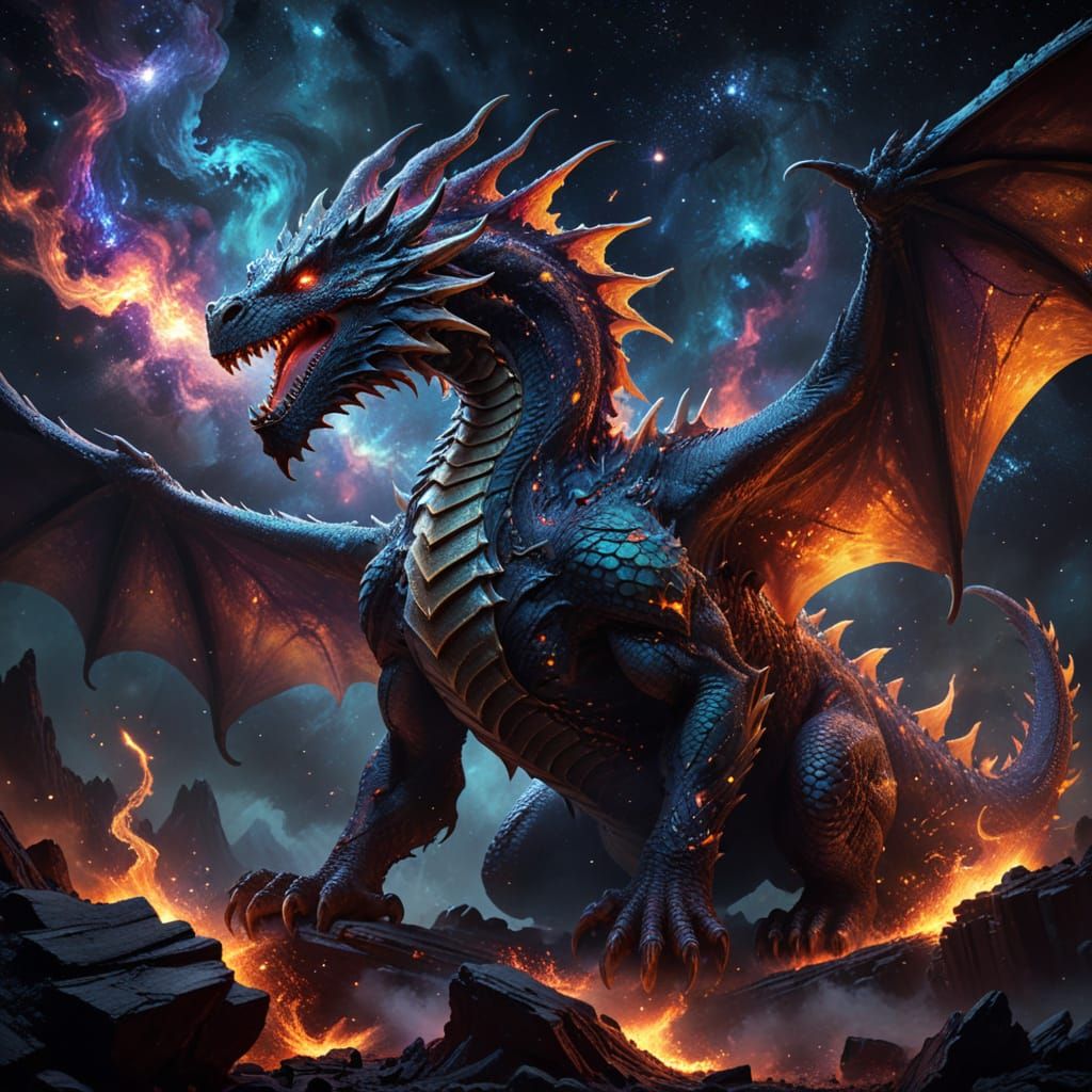 Ethereal Starlight Dragon Emerges from Industrial Ruins