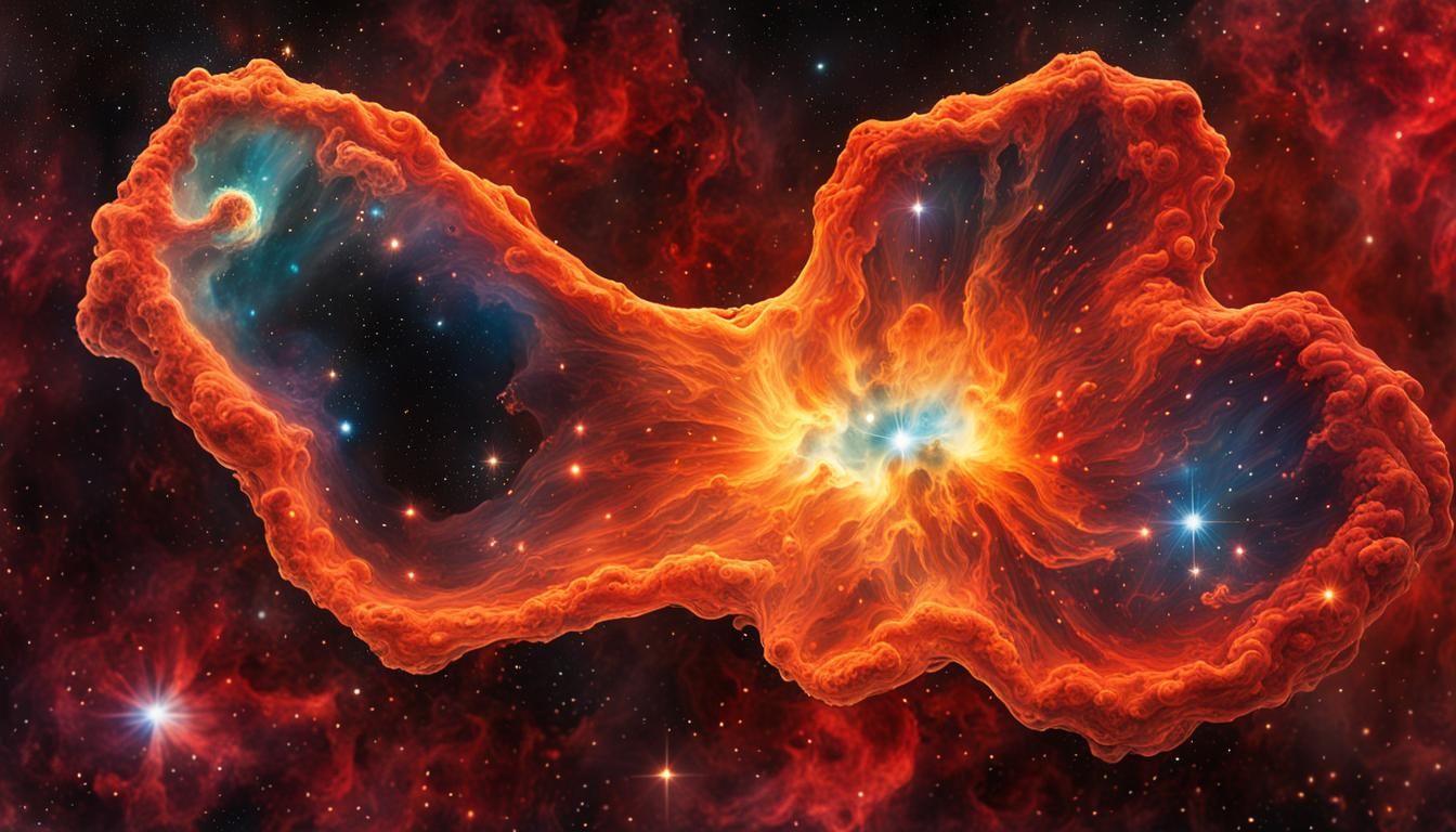 Amoeba Shaped Nebula in Space as Graffiti Art
