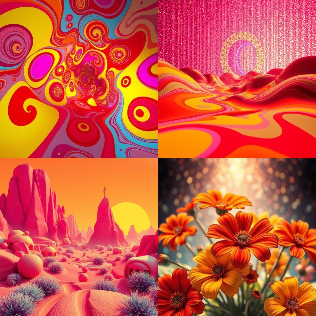 Vibrant Trippy Color Block from a Psychedelic 60's Dream