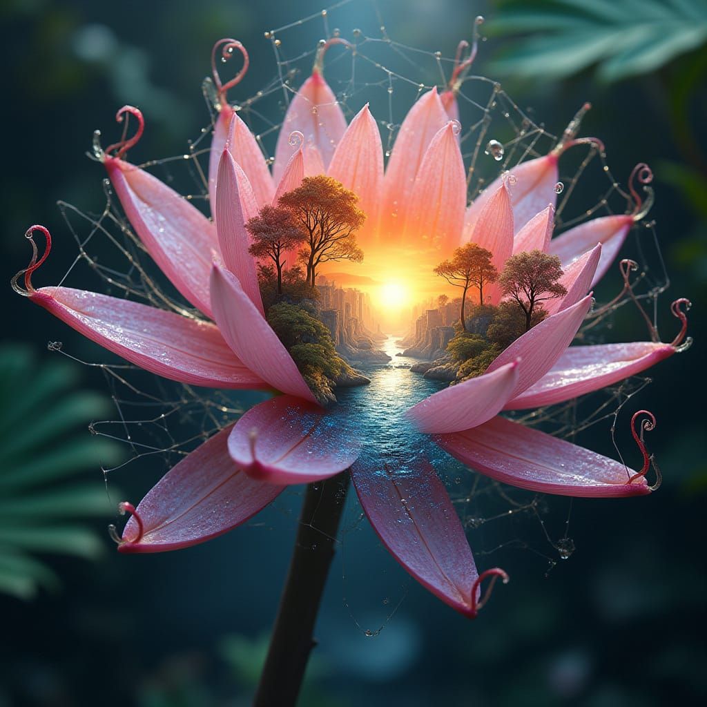 Exquisite Waterlily Portal to Futuristic Alien Landscape