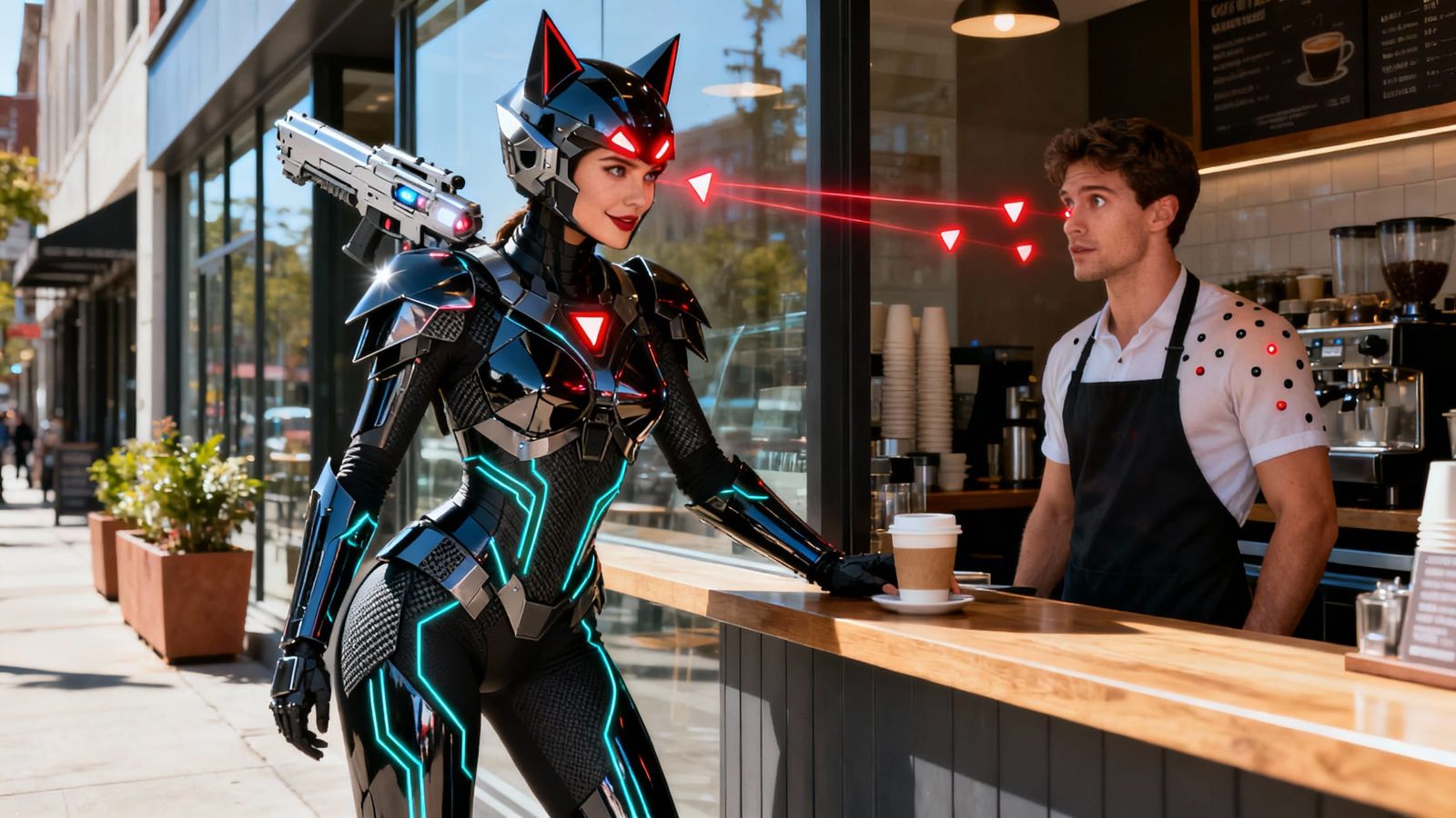 Cybernetic Supermodel in Warrior Suit