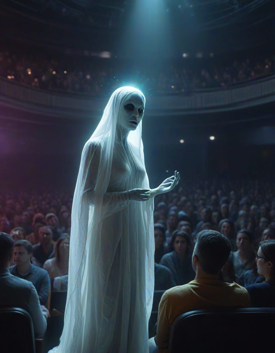 Alien Audience Watches Ghost Queen in Concept Art Style