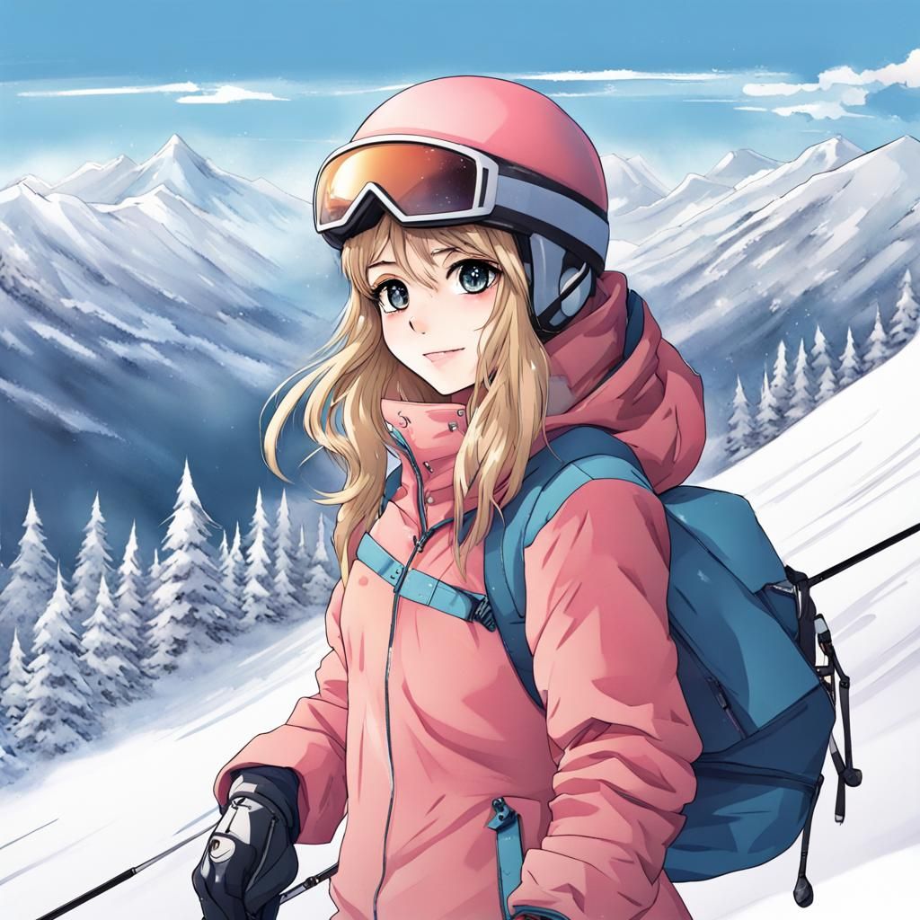Anime Girl Skier in Action