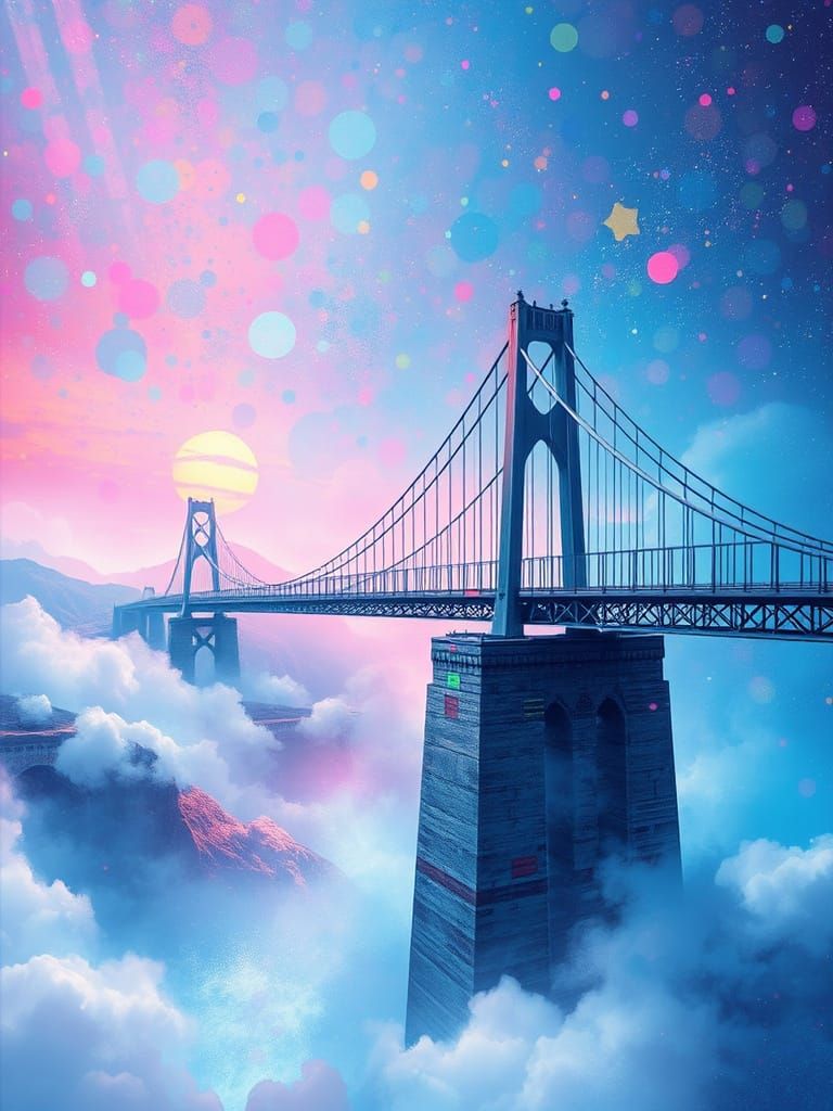 Surreal Bridge in a Kaleidoscope of Colors