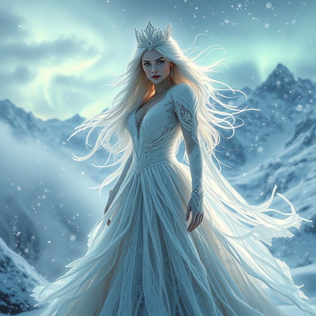 Regal Queen of Winter in Ethereal Splendor