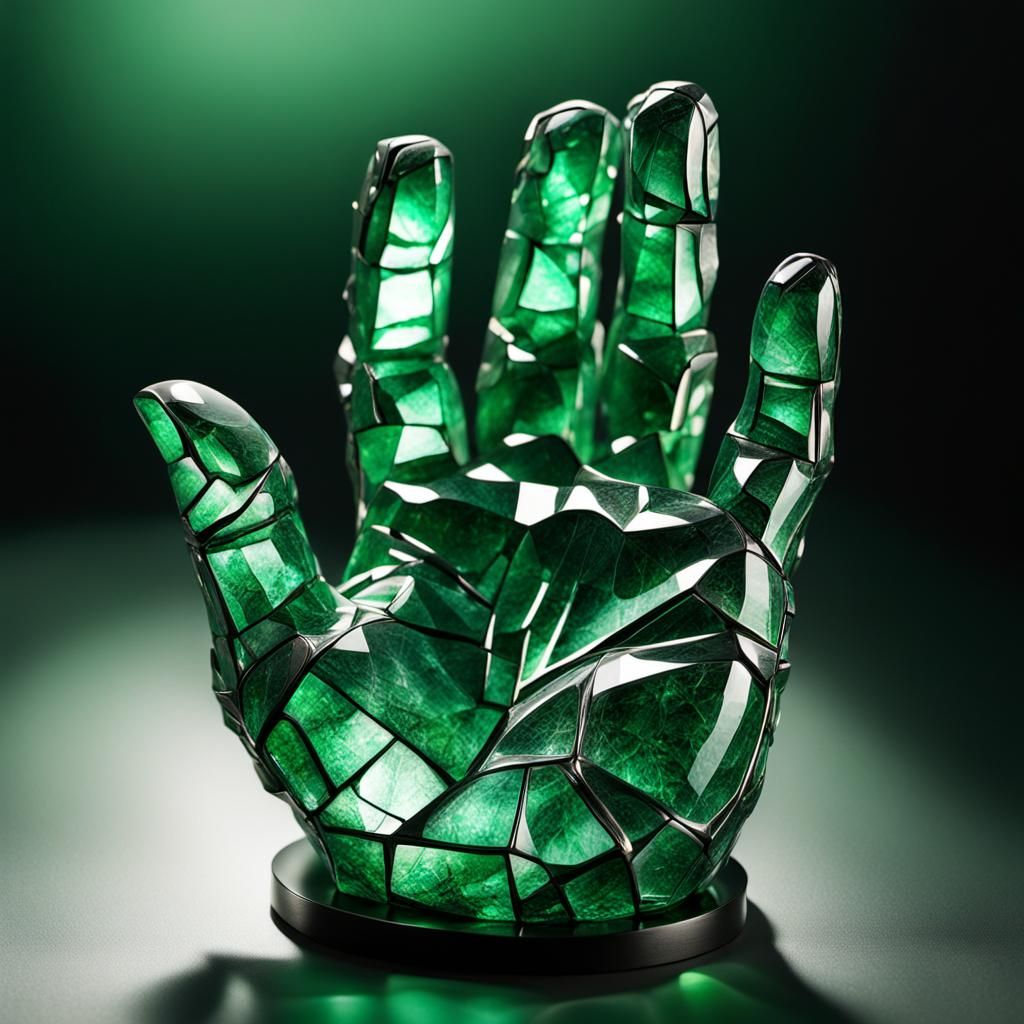Shattered Emerald Hand Sculpture in High Detail