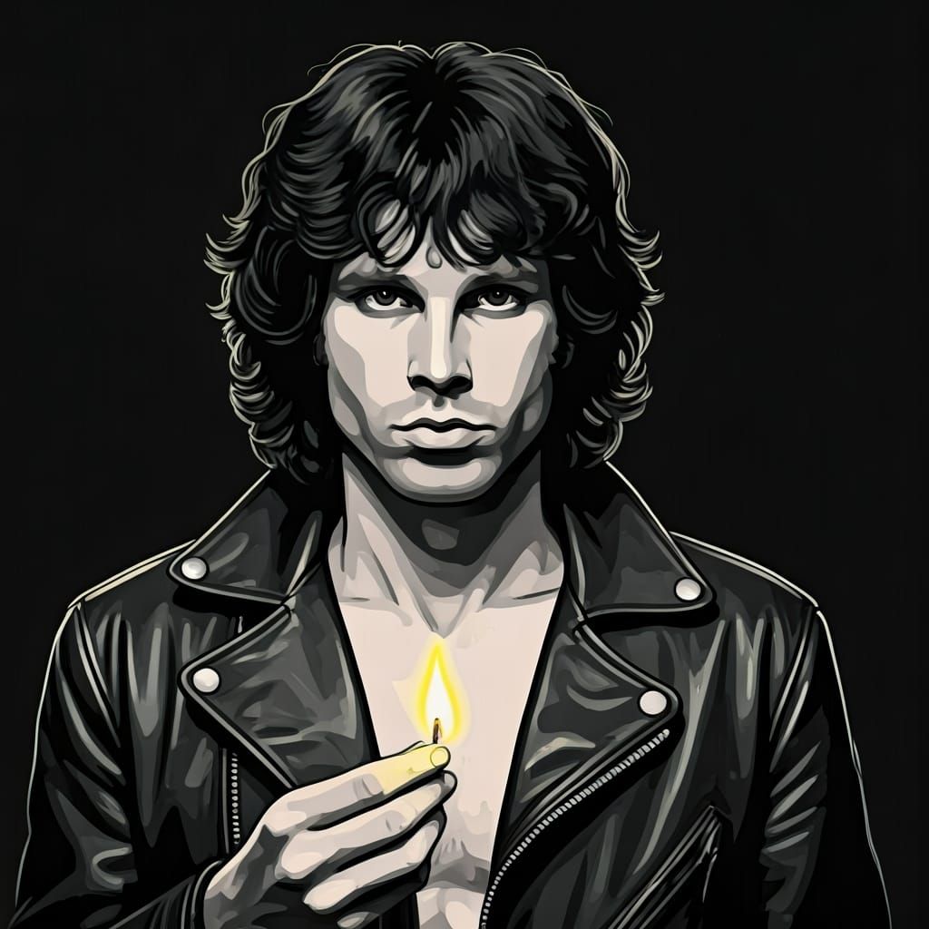 Jim Morrison Black and White Pop Art Pencil Sketch