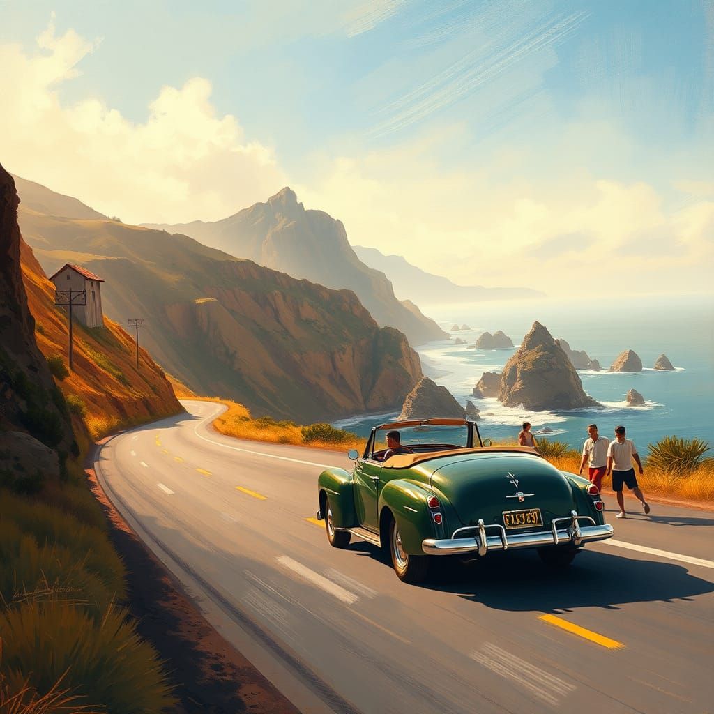 Chilean Coast Drive as Impressionist Painting