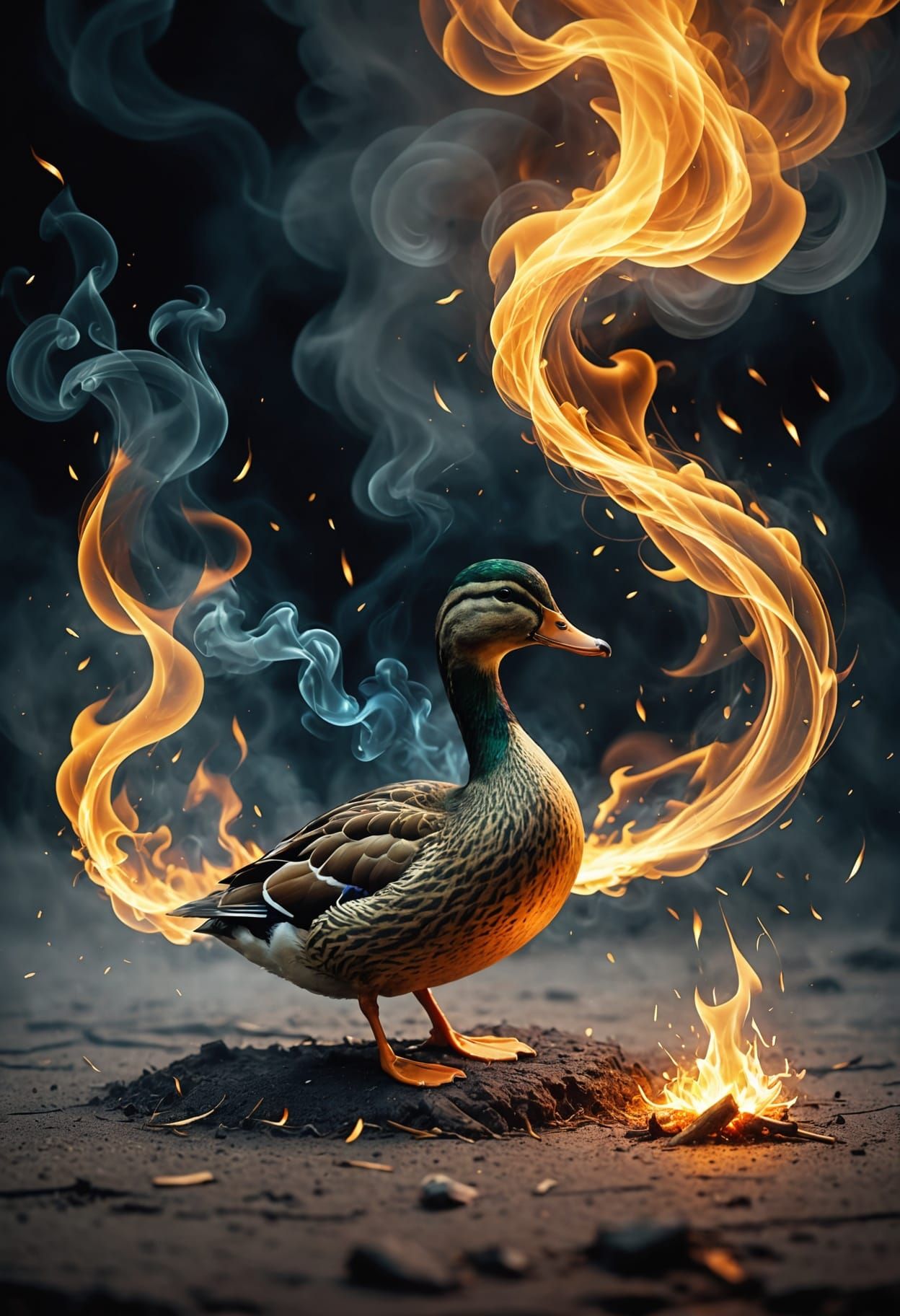Duckling in Smoke and Spark Magic Dreamscape