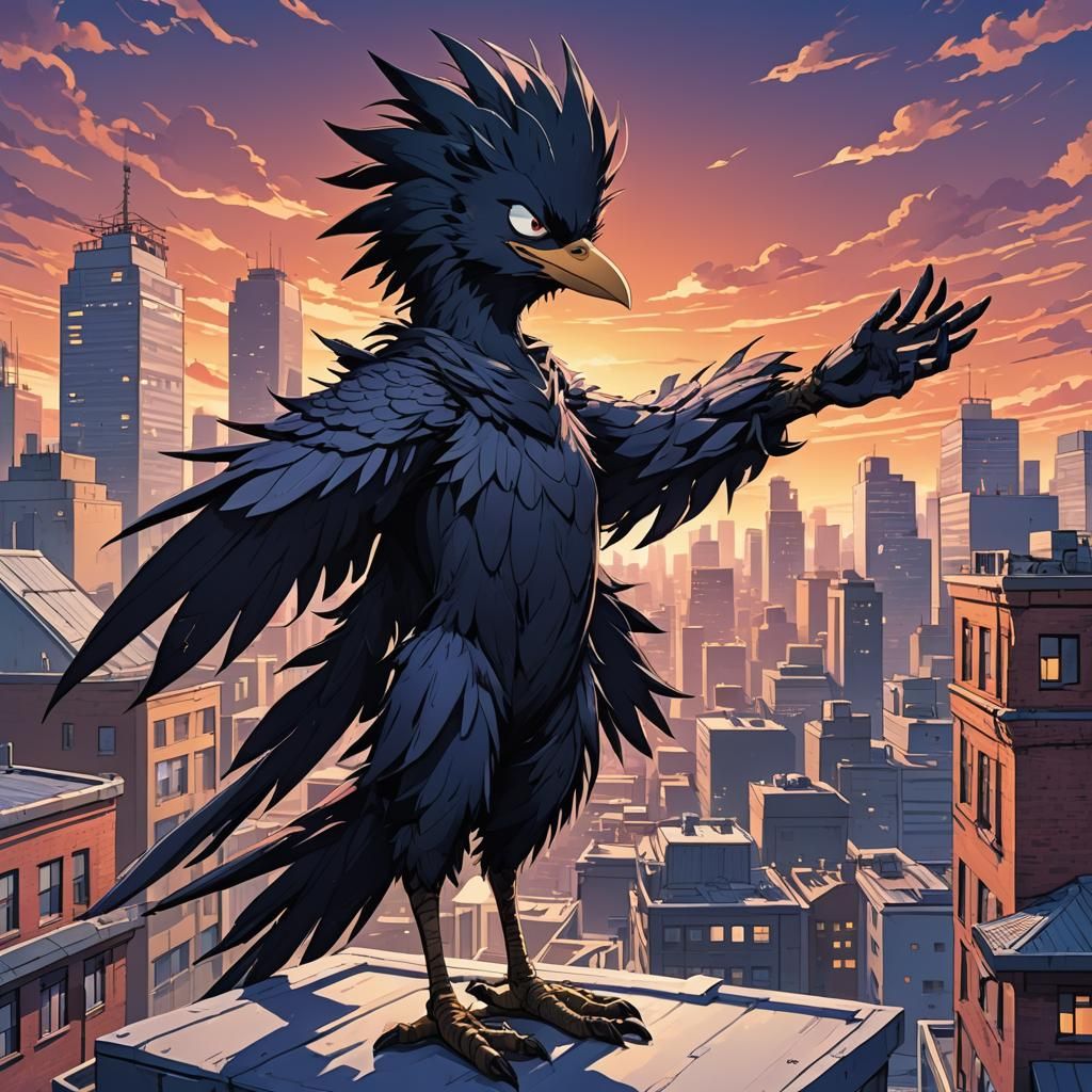 Heroic Tokoyami and Bird, Manga-Style Concept Art