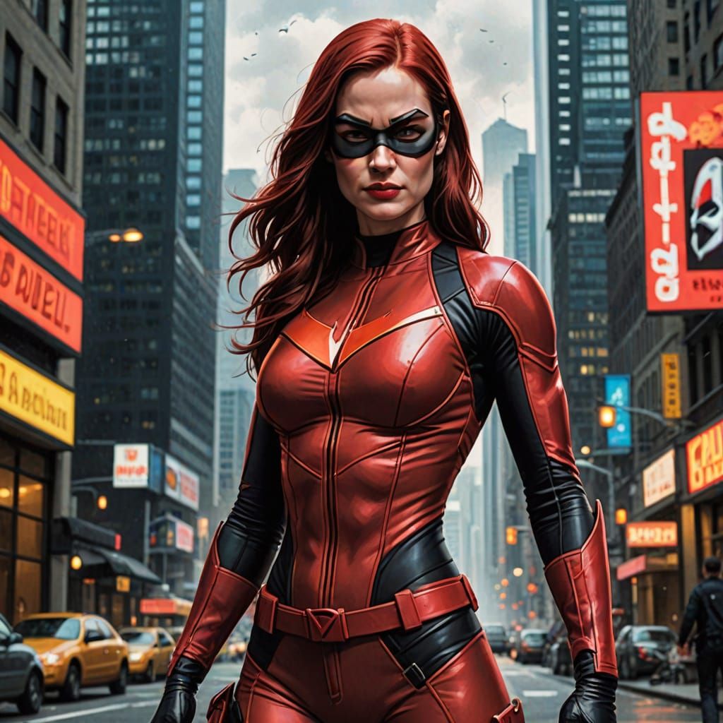 Glamorous Female Daredevil in Superhero Bikini