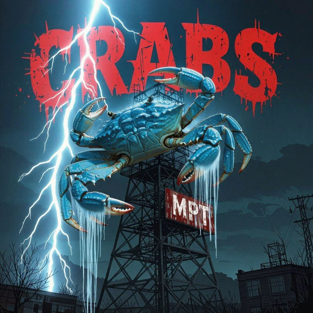Blue Crab Climbs Dystopian TV Tower