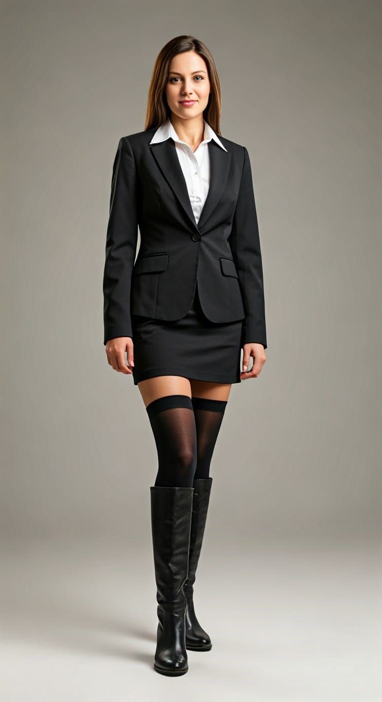 American Woman in Business Suit and Boots