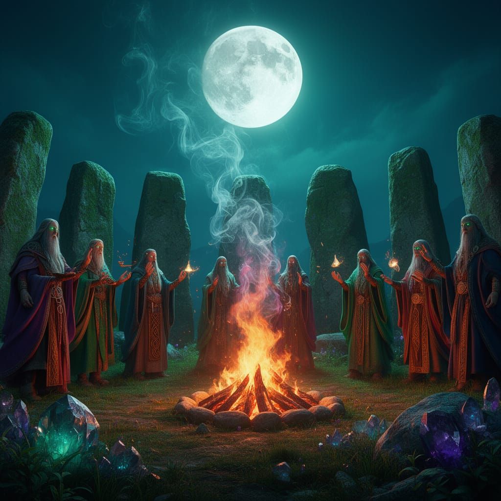 Vibrant Pagan Ritual Fantasy Render