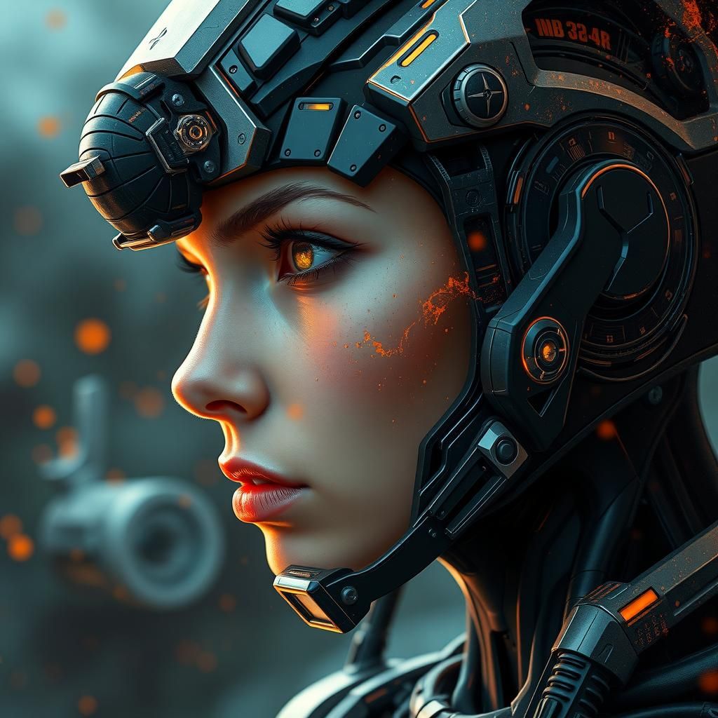 Hyperrealistic Female Borg Drone Splash Art