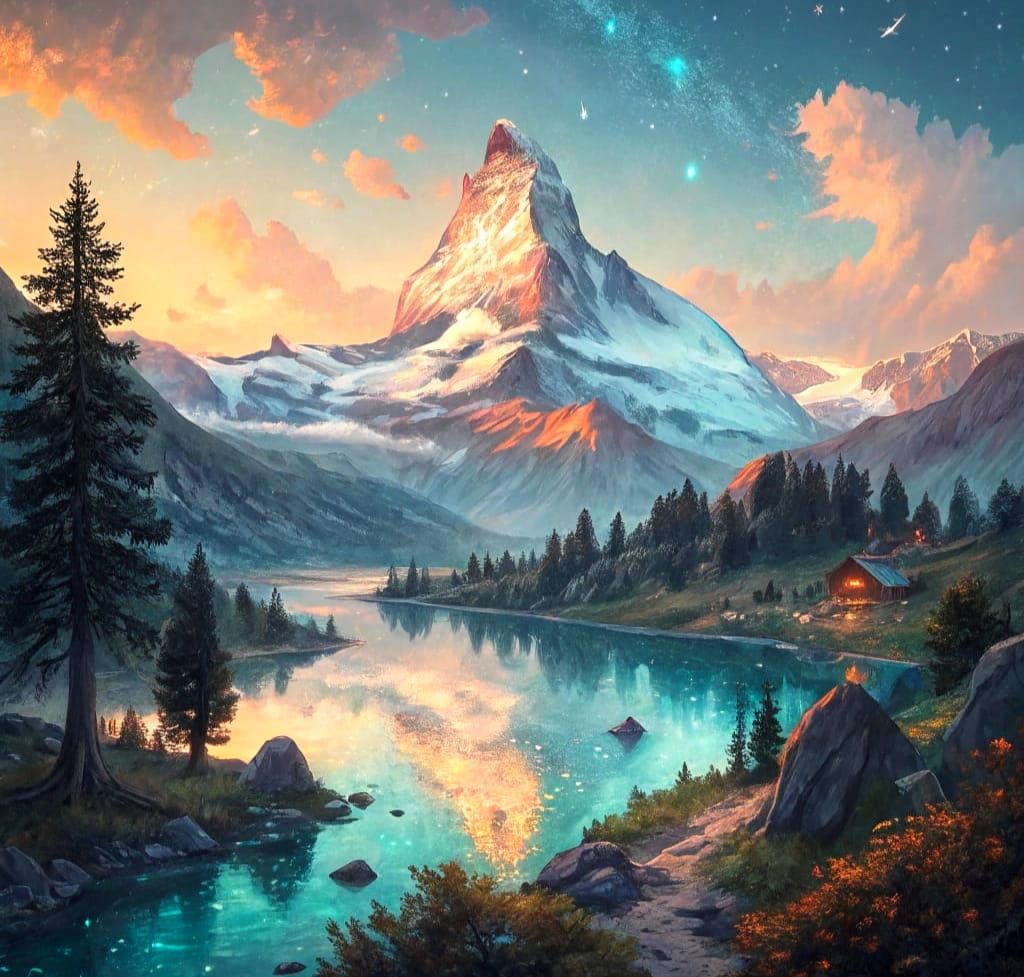 Matterhorn Sunset: Impressionist Watercolour Painting