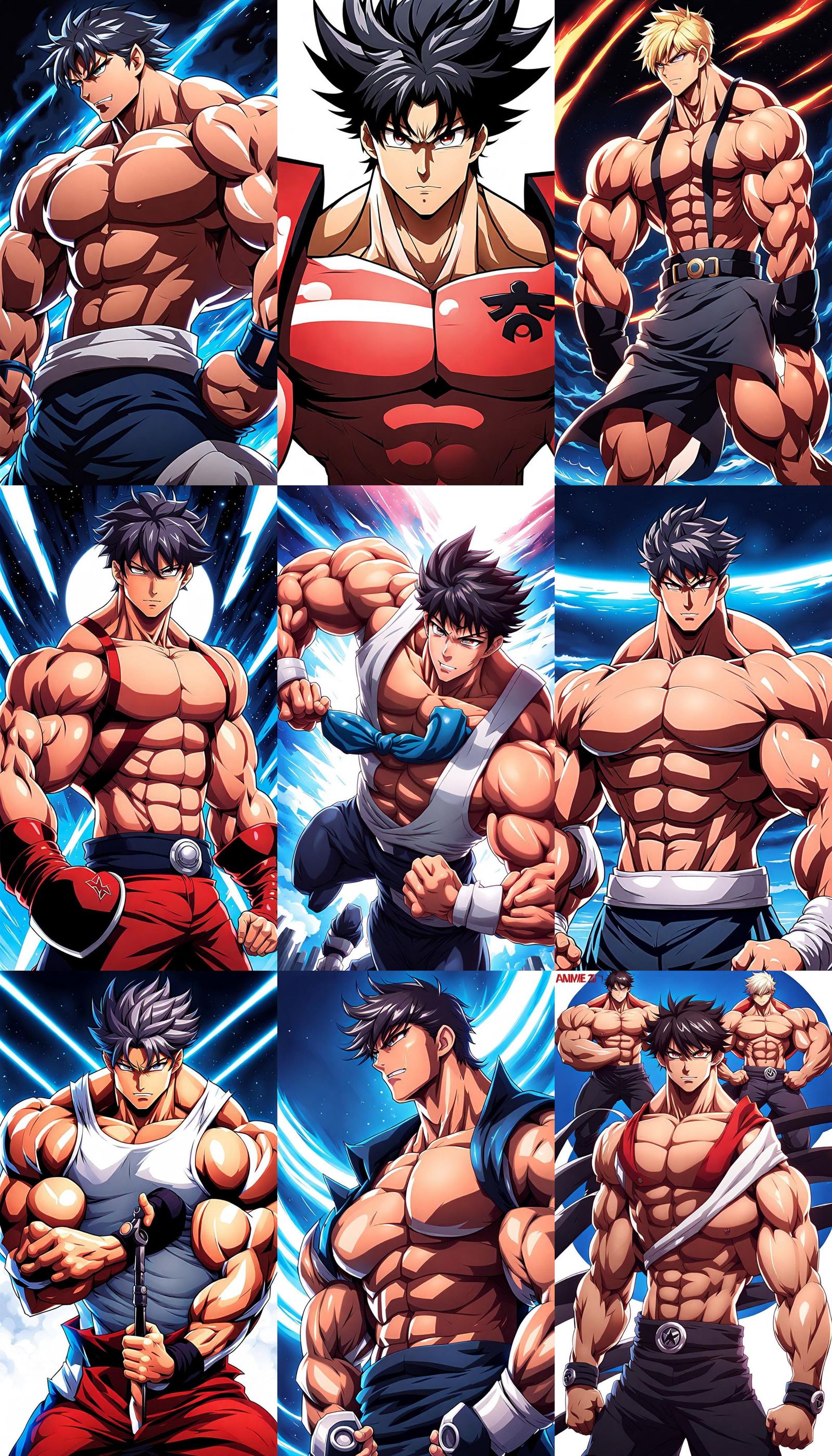 Muscular Anime Boy in Manga Key Visual Style