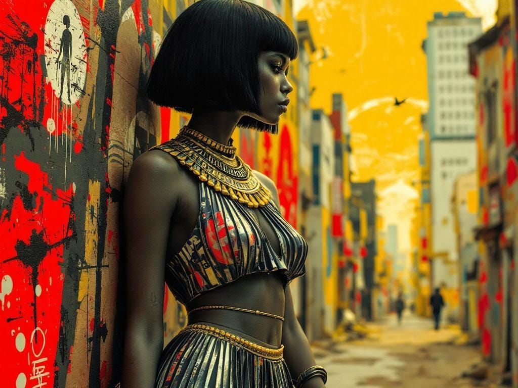 Egyptian Woman in Graphic Style with Bold Typography