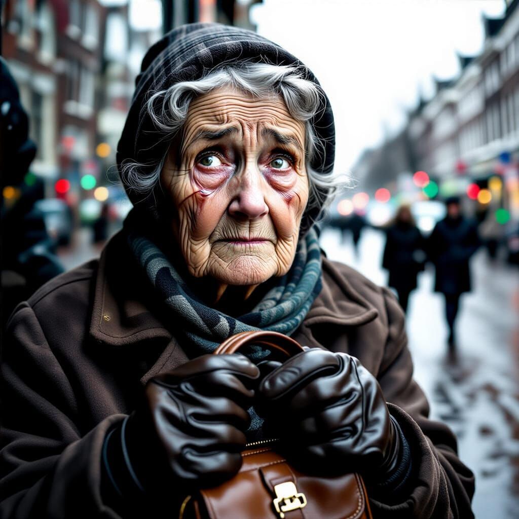 Elderly Woman's Portrait in Documentary Photography Style