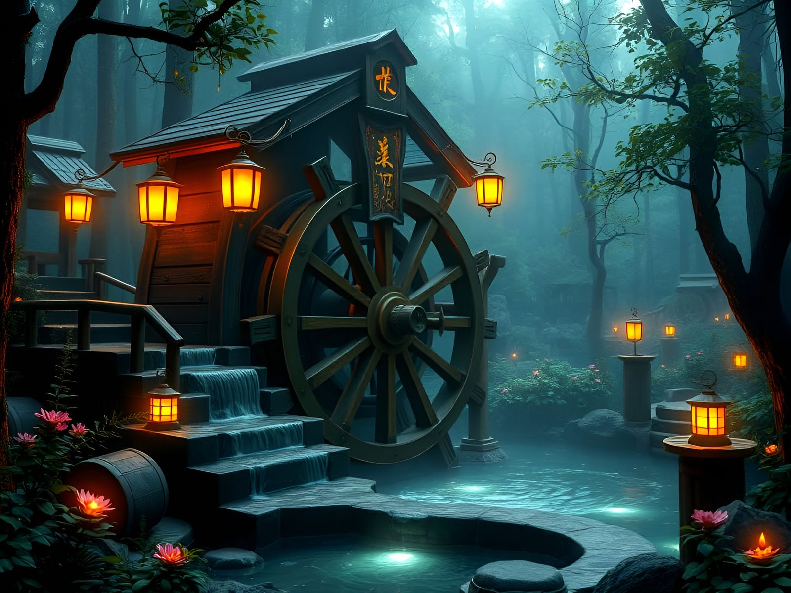 Yokai Forest waterwheel . . .