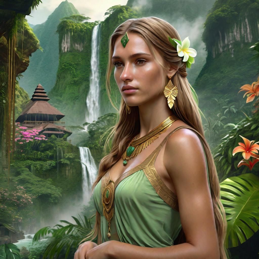 Young Beautiful Amazone in the Rainforest