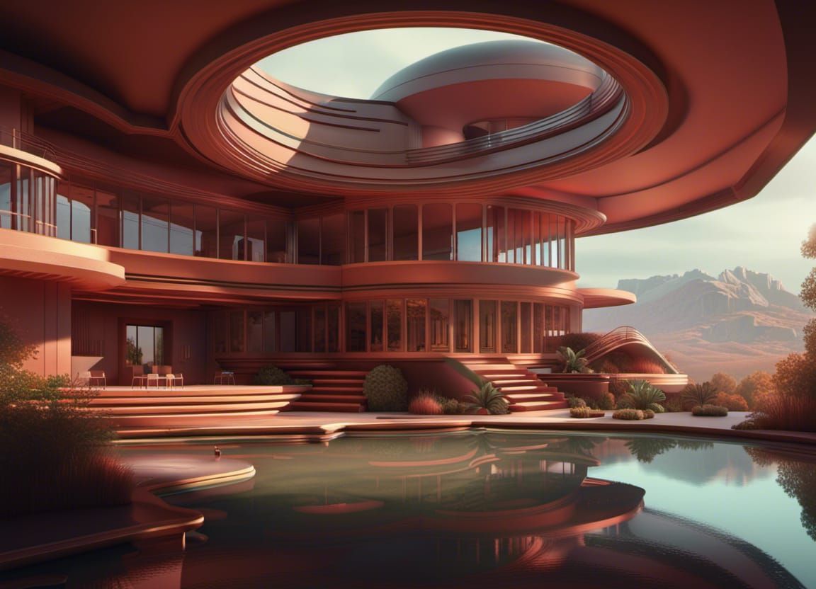 Futuristic Home in Frank Lloyd Wright Style