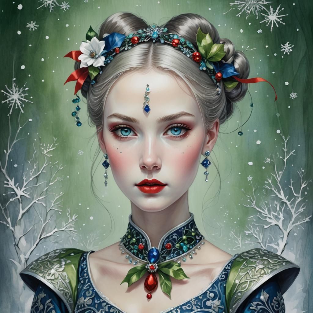 Nordic Woman Portrait with Heterochromia in Ethereal Lightin...