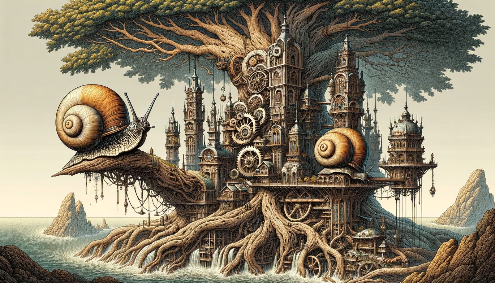 Steampunk Snail City in Neo-Gothic Tree