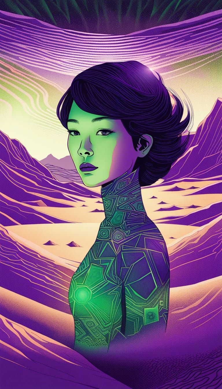 Surreal Tesseract Emanating From a Woman's Mind