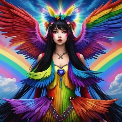 Rainbow Angel in Digital Art Style