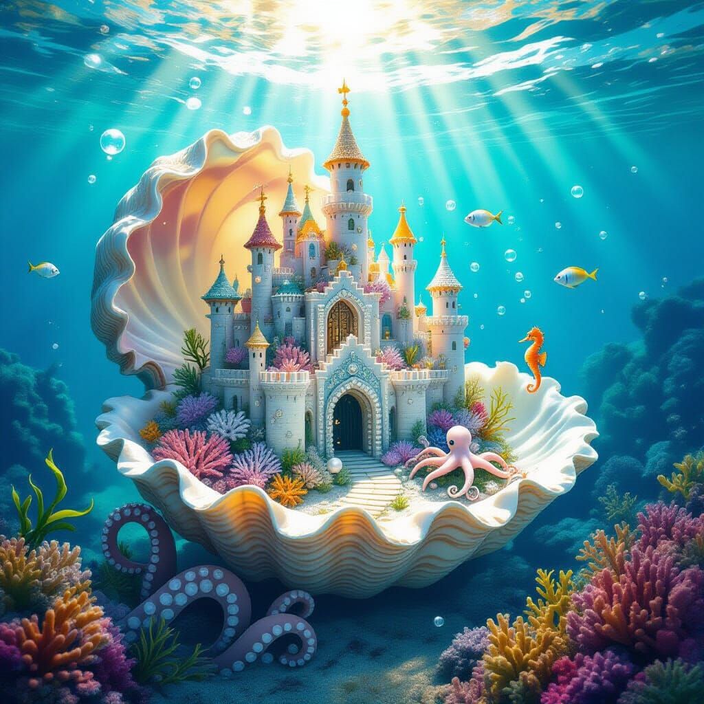 Hidden Underwater Coral Castle in Conch Shell