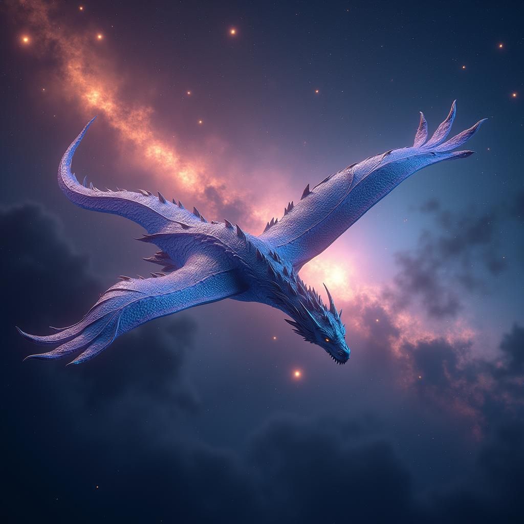 Space Dragon Gliding Through Starry Expanse