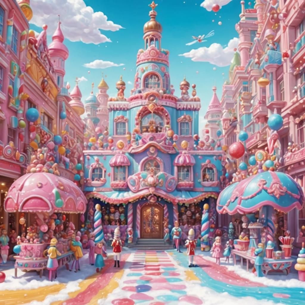 Whimsical Nutcracker in Candy Land Art Style