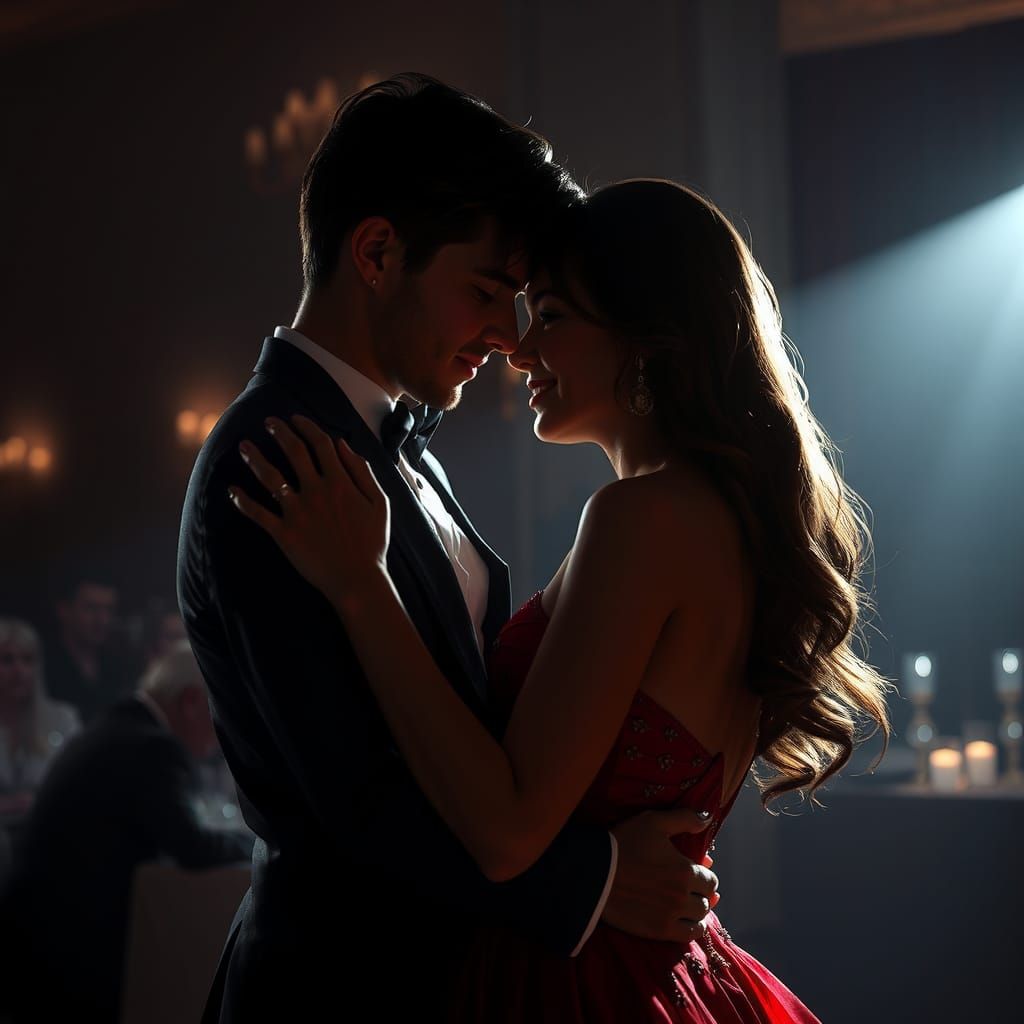 Ballroom Dance: Woman in Red Dress, Artstation Style