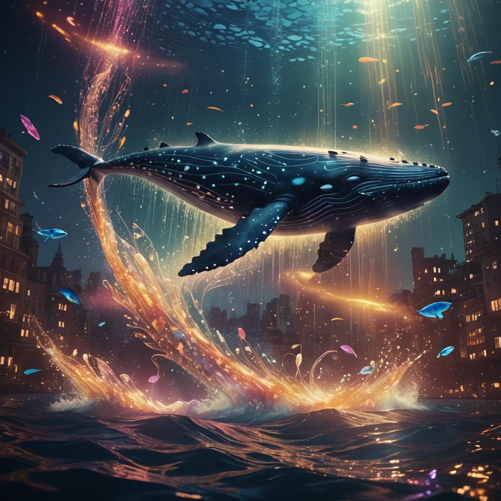 Whale Cityscape in Dreamlike Cinematic Style