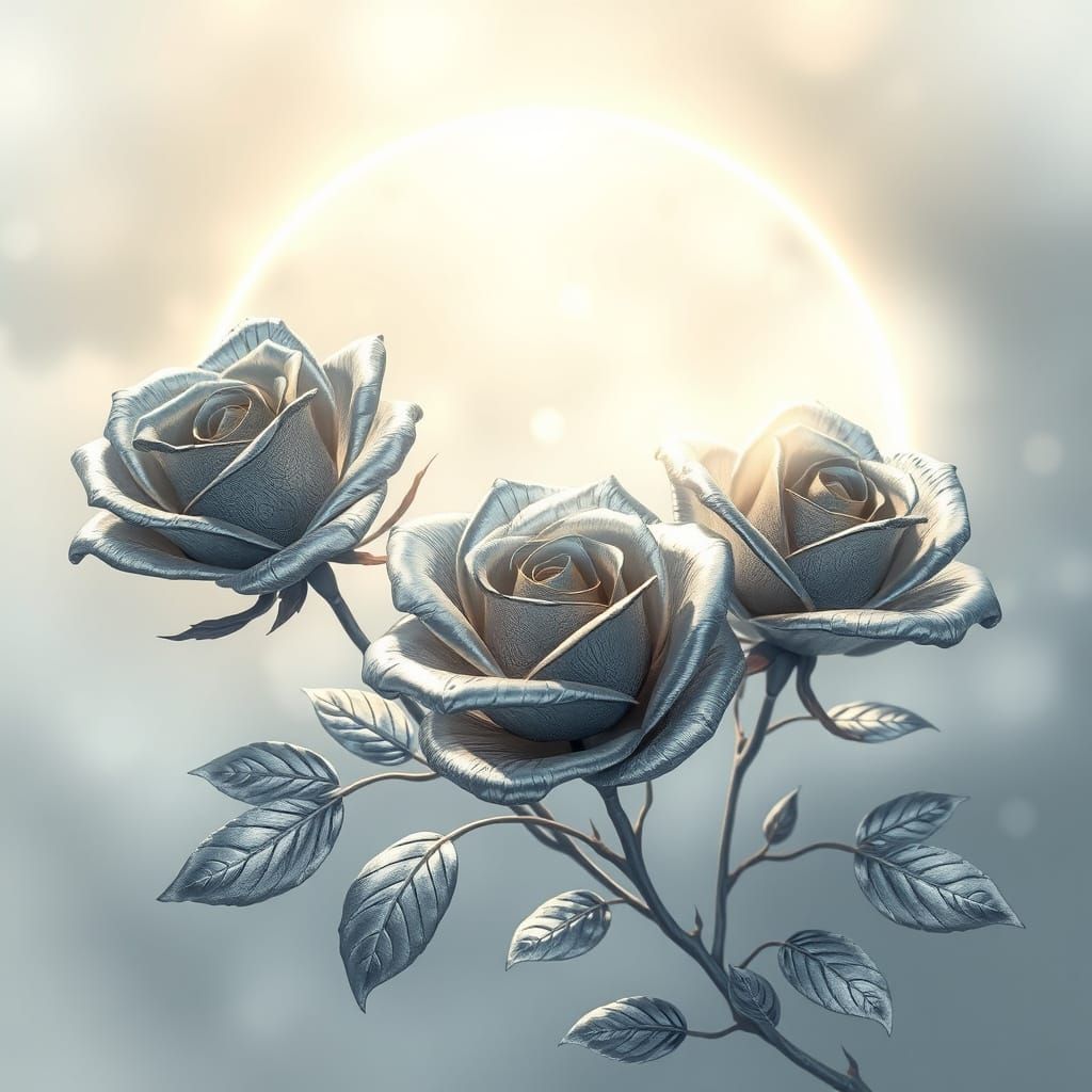 Silver Roses in Celestial Bloom