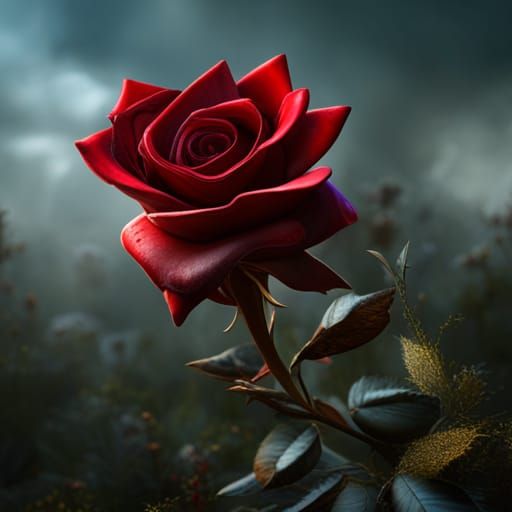Detailed Red Rose Fantasy Concept Art