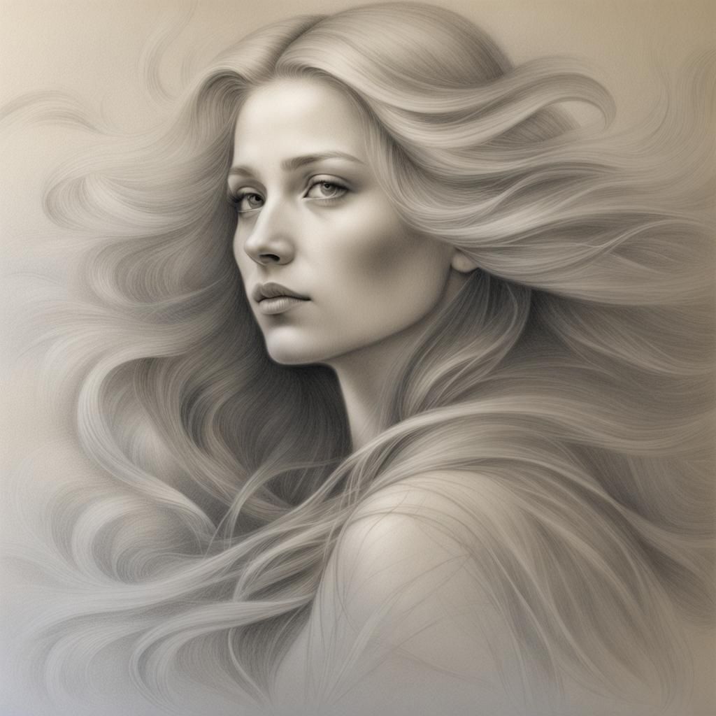 Elegant Silverpoint Portrait of a Beautiful Woman