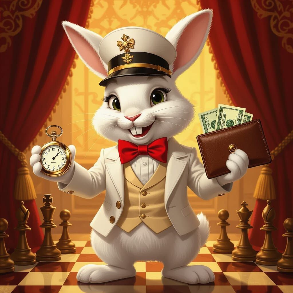 Dapper Rabbit Con Artist in Dali Style