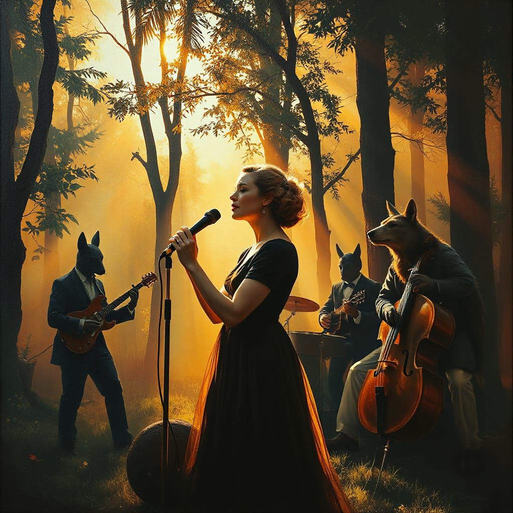 Nordic Jazz Singer in Enchanted Forest