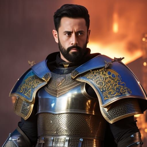 King Arthur Portrait in Ornate Armor