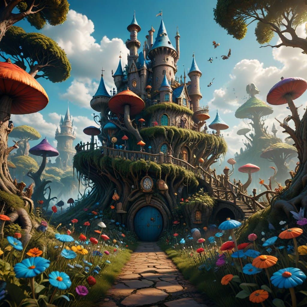 Fantastical Alice in Wonderland Day Matte Painting