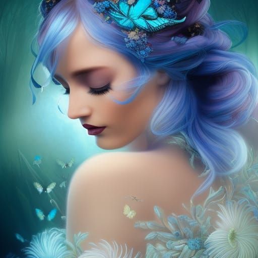Butterfly Goddess Portrait in Hyperdetailed Fantasy Style