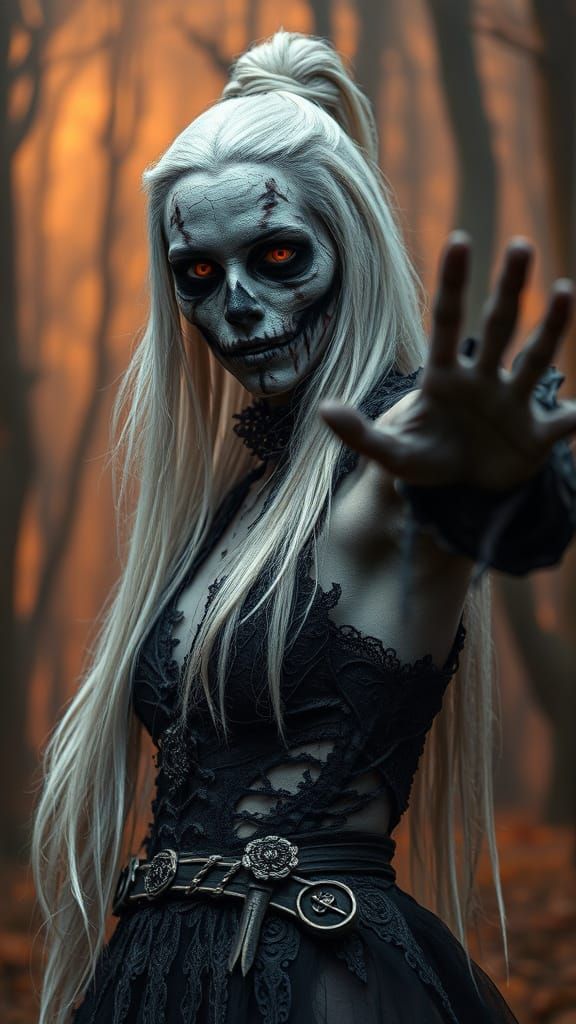 Undead Woman in Gothic Armor Portrait