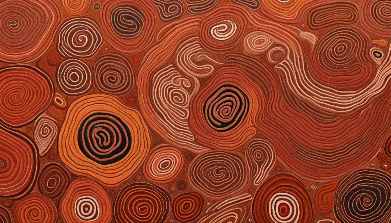 Aboriginal Art: Ancestral Being in Dreamlike Landscape