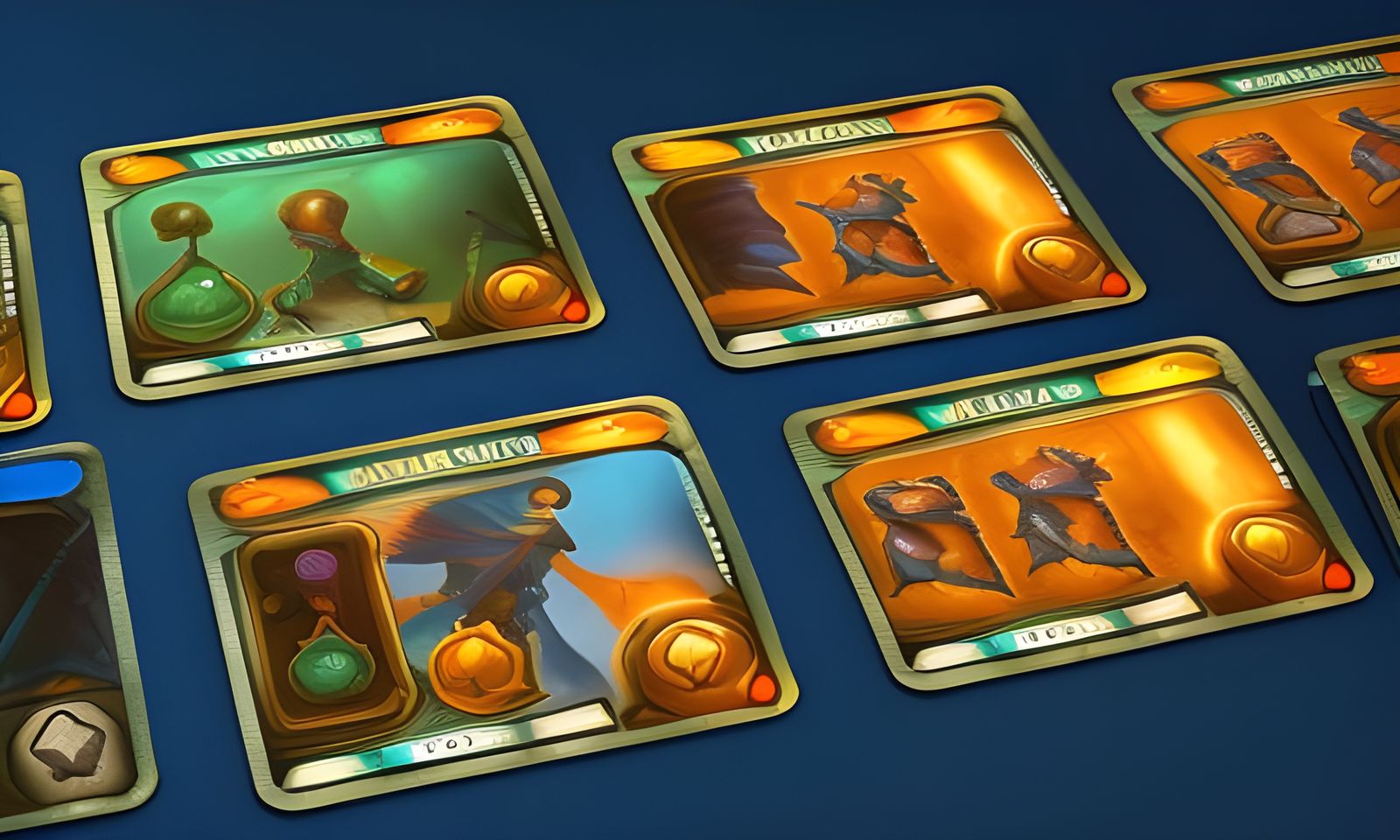 digital art Character cards, a user interface for RPG card battle game